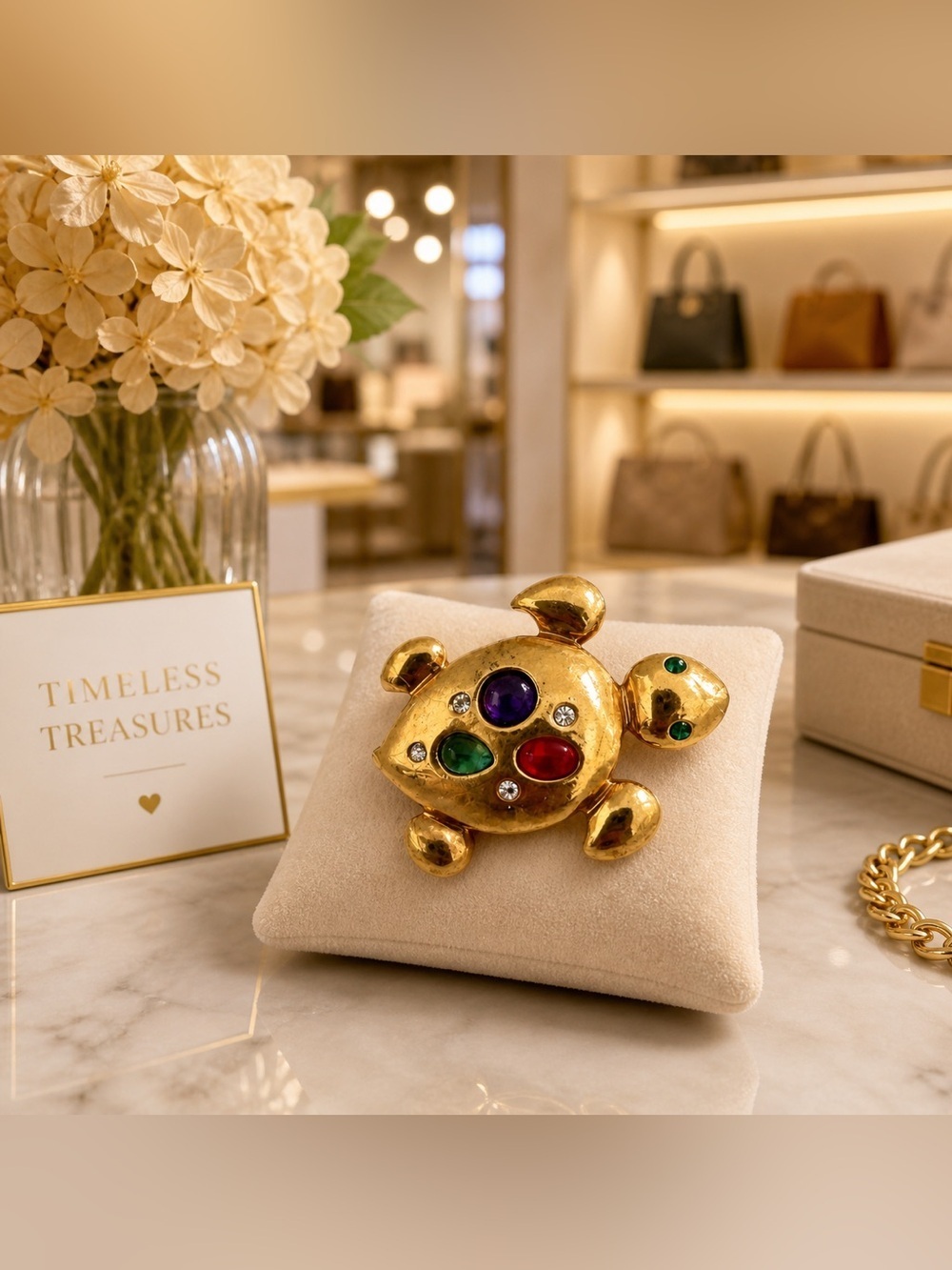 Brooch Laura Belle Turtle with Colorful Gems